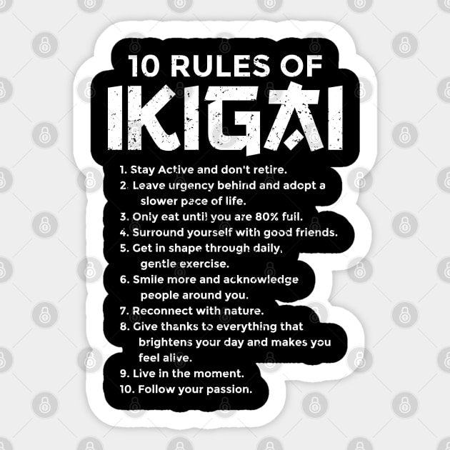 The Ten Rules of Ikigai Life Meaning Purpose Sticker by FanaticTee